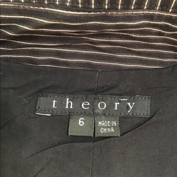 Theory Blazer Black Boothe Pinstripe 2-Button Stretch Blazer Size 8 - Picture 11 of 13